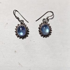 Blue Moonstone Sterling Silver Drop Earrings - Elegant Women's Jewelry